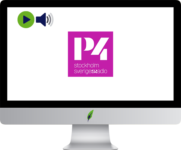 Afbeelding computerscherm met logo radiozender Sveriges Radio P1 - Zweden - in kleur op transparante achtergrond - 600 * 496 pixels